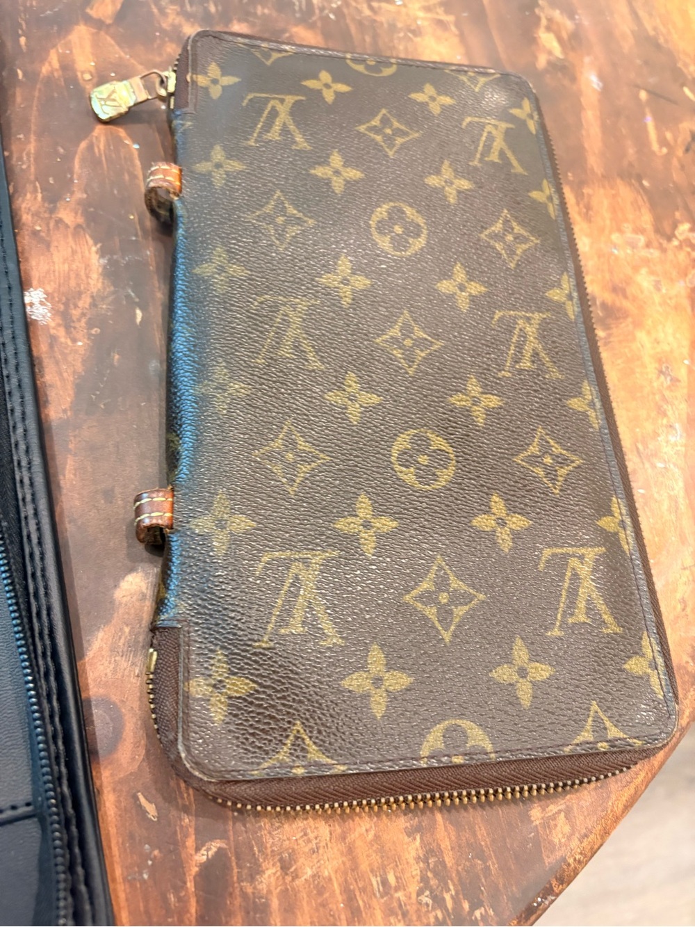 Louis Vuitton Monogram Zip Wallet Agenda Passport Holder with strap loops & COA